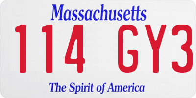 MA license plate 114GY3