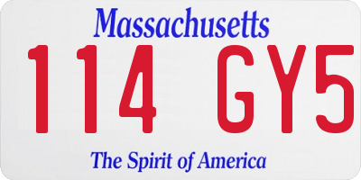 MA license plate 114GY5
