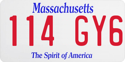 MA license plate 114GY6