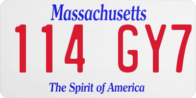 MA license plate 114GY7