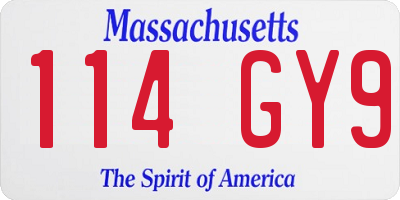 MA license plate 114GY9