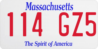 MA license plate 114GZ5