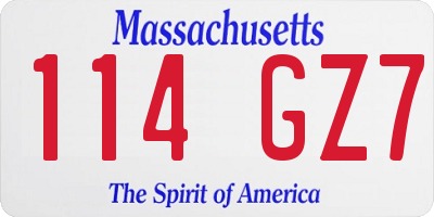 MA license plate 114GZ7