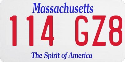 MA license plate 114GZ8