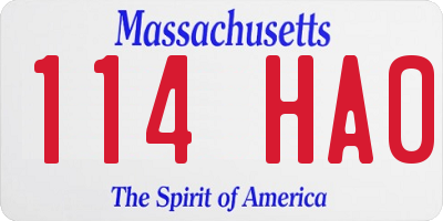 MA license plate 114HA0