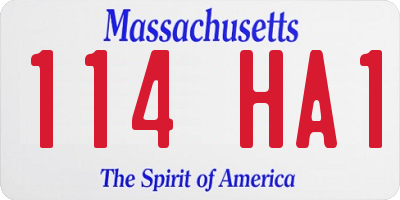 MA license plate 114HA1