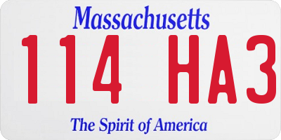 MA license plate 114HA3
