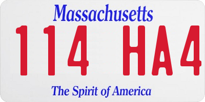 MA license plate 114HA4