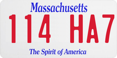 MA license plate 114HA7