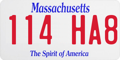 MA license plate 114HA8