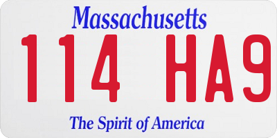 MA license plate 114HA9