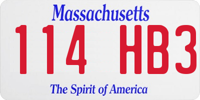 MA license plate 114HB3
