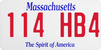 MA license plate 114HB4