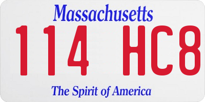 MA license plate 114HC8