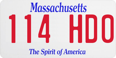 MA license plate 114HD0