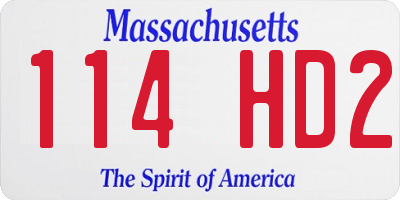 MA license plate 114HD2