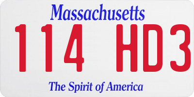 MA license plate 114HD3