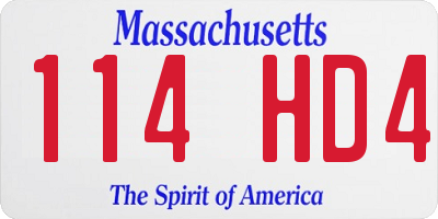 MA license plate 114HD4