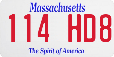 MA license plate 114HD8
