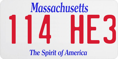 MA license plate 114HE3