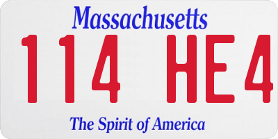 MA license plate 114HE4