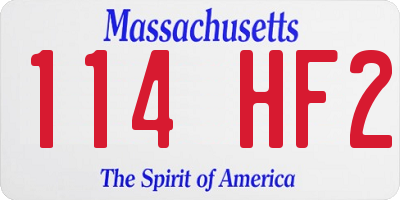 MA license plate 114HF2