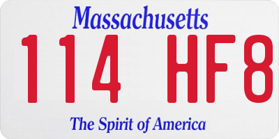MA license plate 114HF8