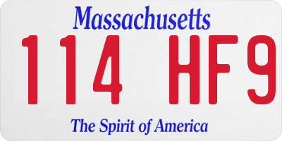 MA license plate 114HF9