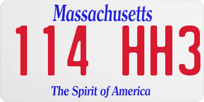 MA license plate 114HH3