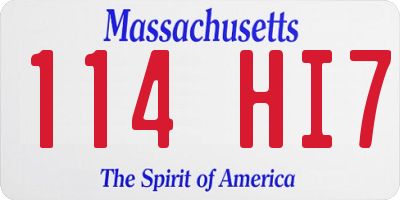 MA license plate 114HI7