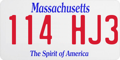 MA license plate 114HJ3