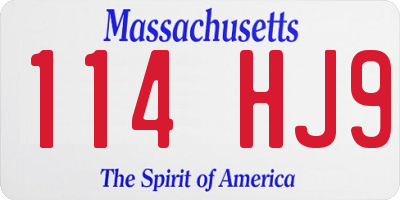 MA license plate 114HJ9