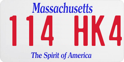 MA license plate 114HK4