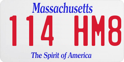 MA license plate 114HM8