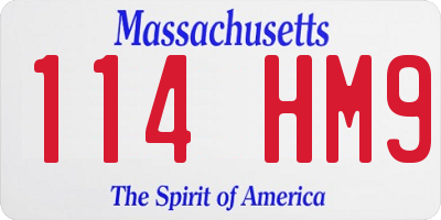 MA license plate 114HM9