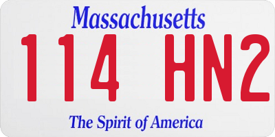 MA license plate 114HN2