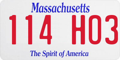 MA license plate 114HO3