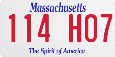 MA license plate 114HO7