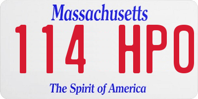 MA license plate 114HP0