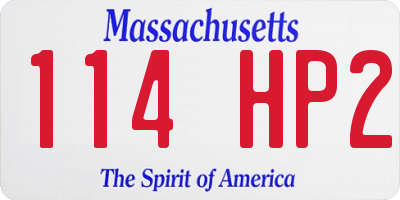 MA license plate 114HP2