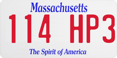 MA license plate 114HP3