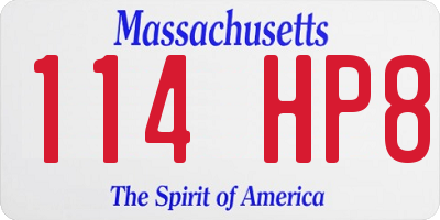 MA license plate 114HP8