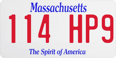 MA license plate 114HP9