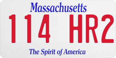MA license plate 114HR2