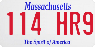 MA license plate 114HR9