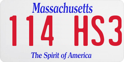 MA license plate 114HS3