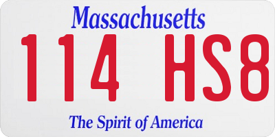 MA license plate 114HS8