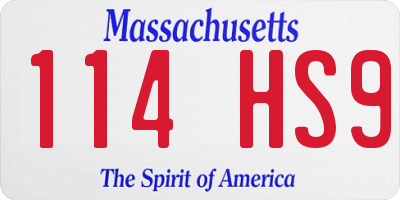 MA license plate 114HS9