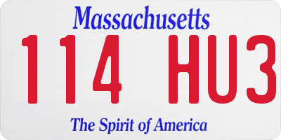 MA license plate 114HU3