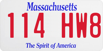 MA license plate 114HW8